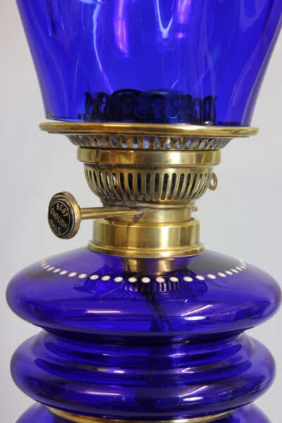 Antique Bristol Blue Oil Lamp - Image 2
