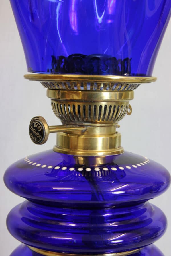 Antique Bristol Blue Oil Lamp Antique Antique Lighting 4