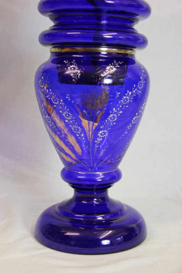 Antique Bristol Blue Oil Lamp - Image 3