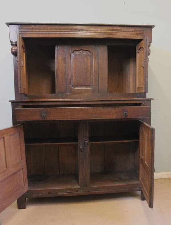 Antique Carved Oak Court Cupboard - Image 11