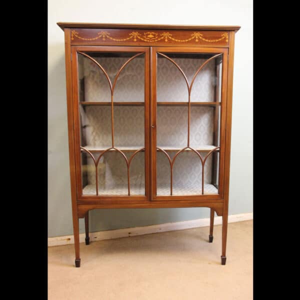 Antique Mahogany Inlaid Display Cabinet