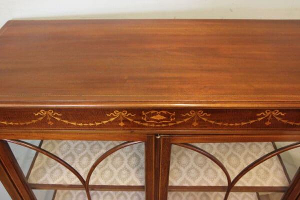 Antique Mahogany Inlaid Display Cabinet - Image 9