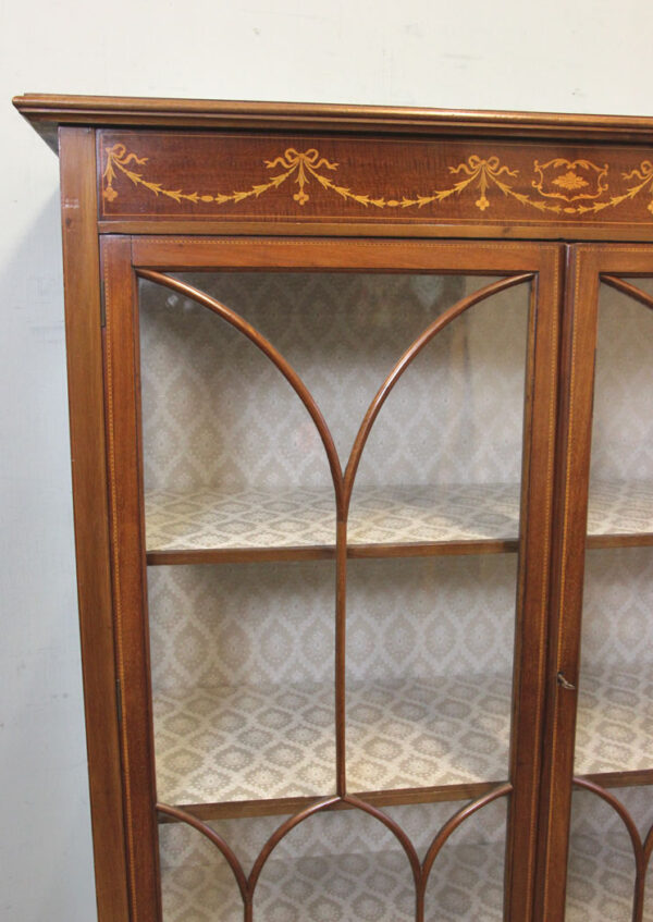 Antique Mahogany Inlaid Display Cabinet - Image 10
