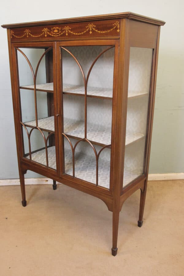 Antique Mahogany Inlaid Display Cabinet Antique Antique Cabinets 5