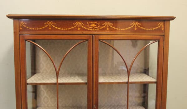Antique Mahogany Inlaid Display Cabinet - Image 4