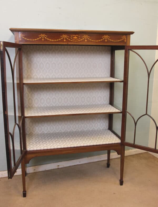 Antique Mahogany Inlaid Display Cabinet - Image 6