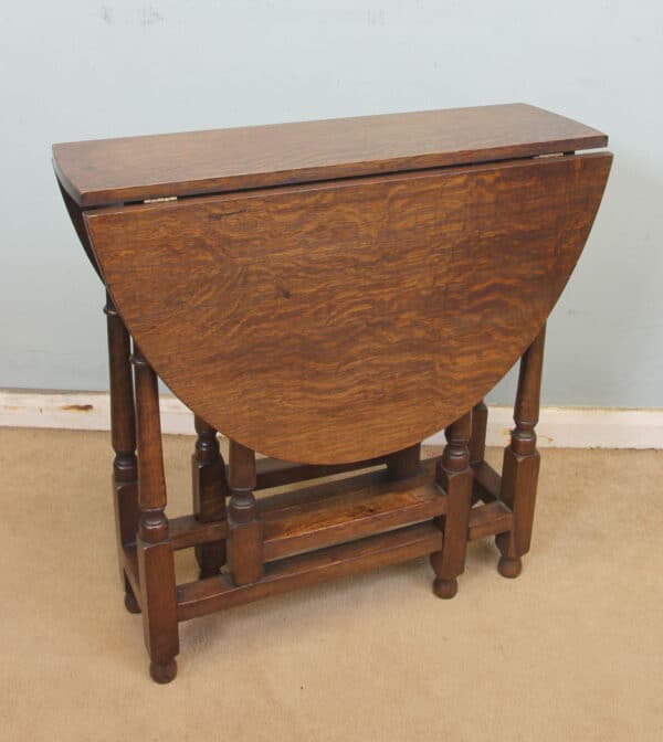 Antique Oak Drop Leaf Gateleg Occasional Table - Image 10