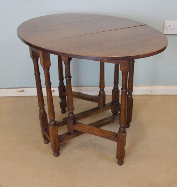 Antique Oak Drop Leaf Gateleg Occasional Table - Image 2