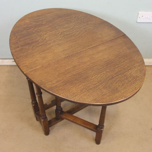 Antique Oak Drop Leaf Gateleg Occasional Table - Image 3
