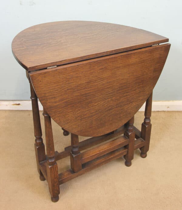 Antique Oak Drop Leaf Gateleg Occasional Table - Image 4