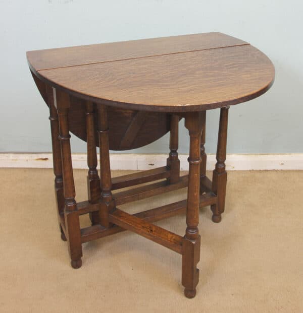 Antique Oak Drop Leaf Gateleg Occasional Table - Image 8