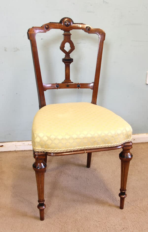Antique Set of Four Victorian Walnut Dining Chairs - Image 3