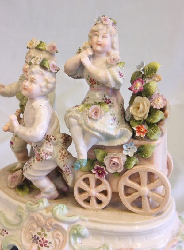 Antique Pair of Early 20th Century Porcelain Figurines of Mother & Children Antique Antique Ceramics 12