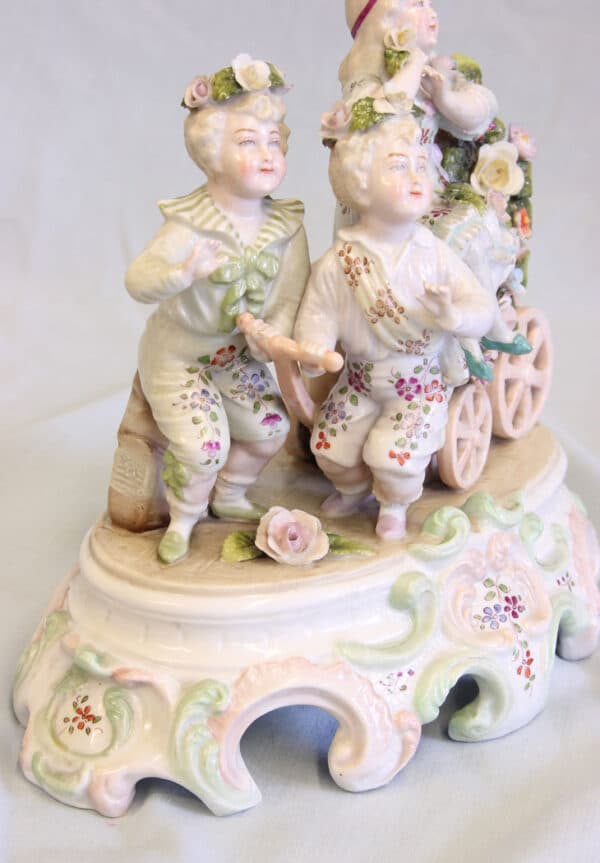 Antique Pair of Early 20th Century Porcelain Figurines of Mother & Children - Image 15