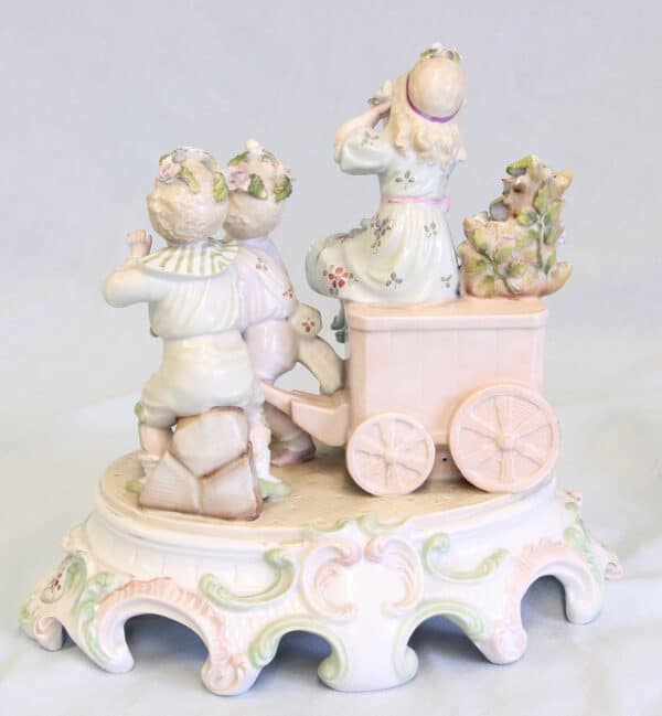 Antique Pair of Early 20th Century Porcelain Figurines of Mother & Children - Image 4