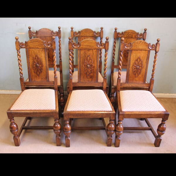 Antique Set of Six Oak Dining Chairs