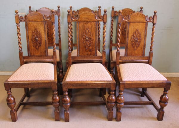 Antique Set of Six Oak Dining Chairs - Image 2