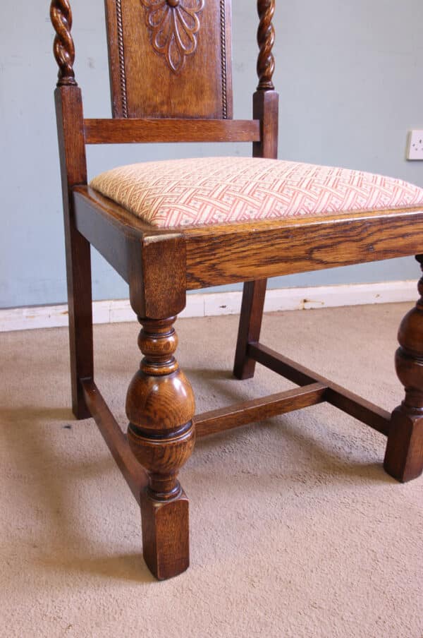 Antique Set of Six Oak Dining Chairs - Image 4