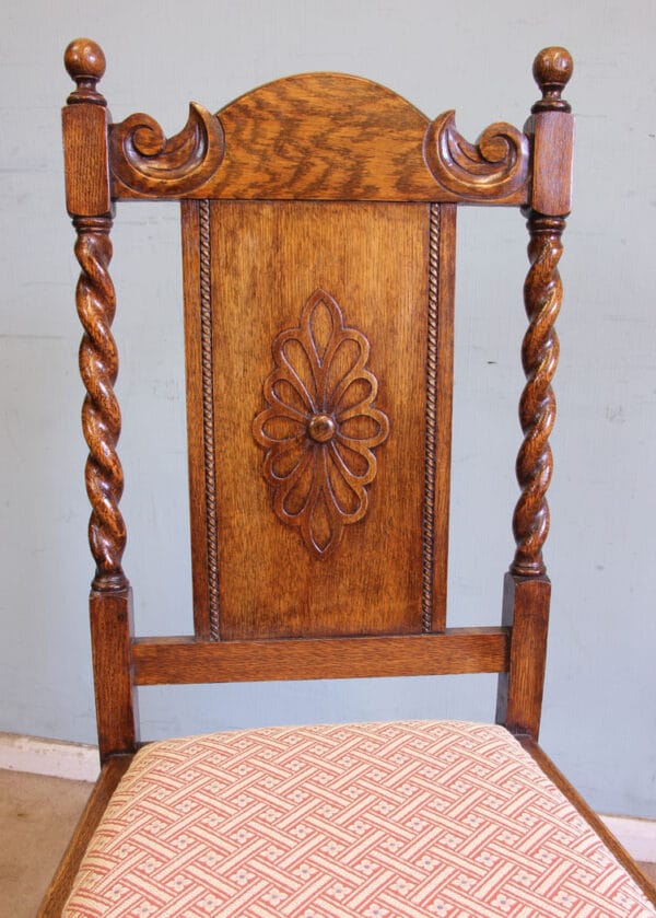 Antique Set of Six Oak Dining Chairs - Image 6