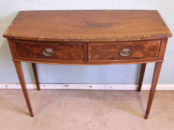 Antique Georgian Style Mahogany Two Drawer Side Table - Image 4