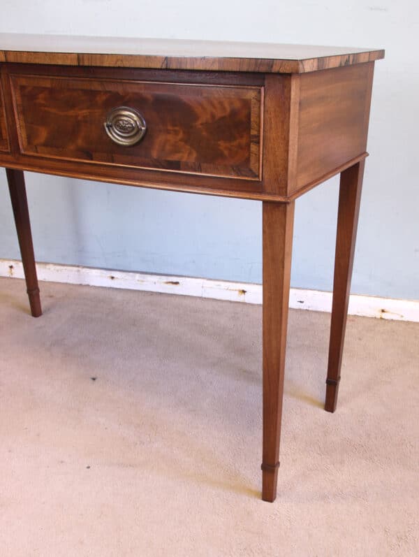 Antique Georgian Style Mahogany Two Drawer Side Table - Image 7