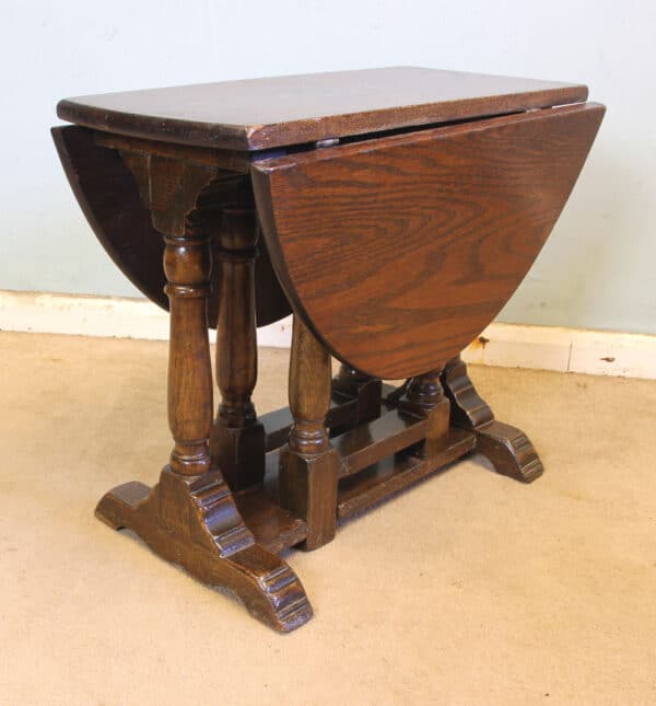 Antique Oak Drop Leaf Gate Leg Occasional Table - Image 2