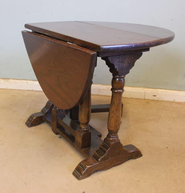 Antique Oak Drop Leaf Gate Leg Occasional Table - Image 3