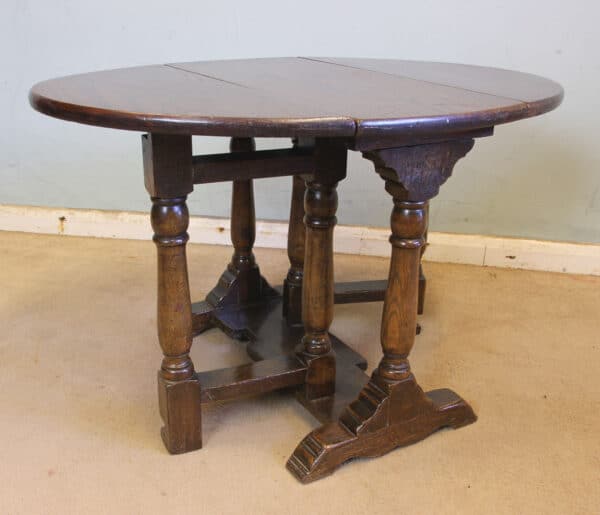 Antique Oak Drop Leaf Gate Leg Occasional Table - Image 4