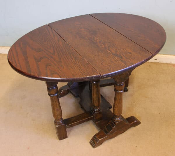 Antique Oak Drop Leaf Gate Leg Occasional Table - Image 5