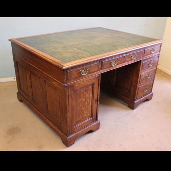 Antique Oak Partners Writing Desk