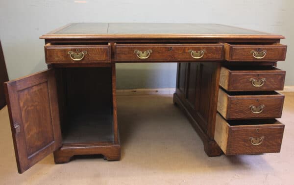 Antique Oak Partners Writing Desk desk Antique Desks 10