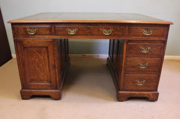 Antique Oak Partners Writing Desk desk Antique Desks 11