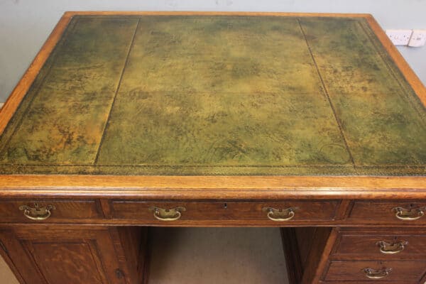 Antique Oak Partners Writing Desk - Image 3