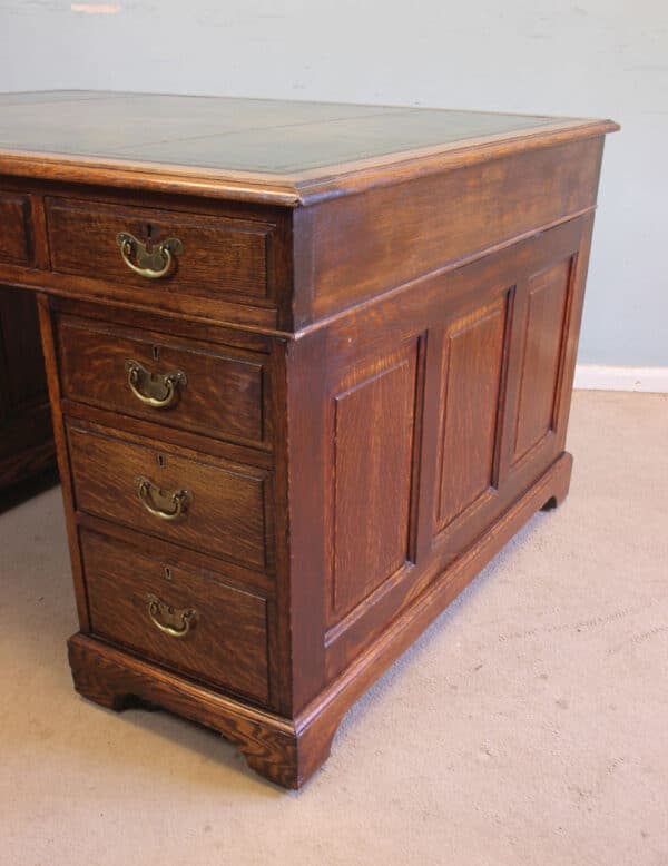 Antique Oak Partners Writing Desk - Image 6