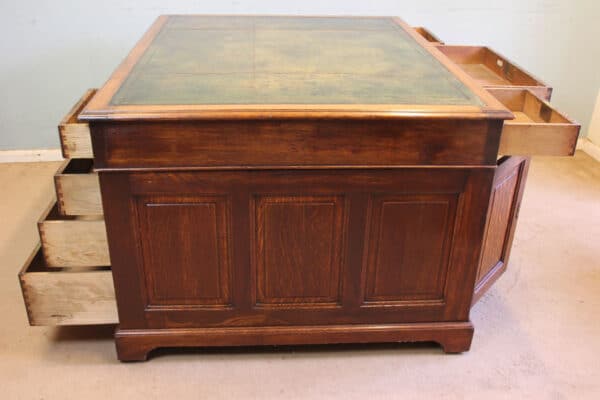 Antique Oak Partners Writing Desk - Image 7