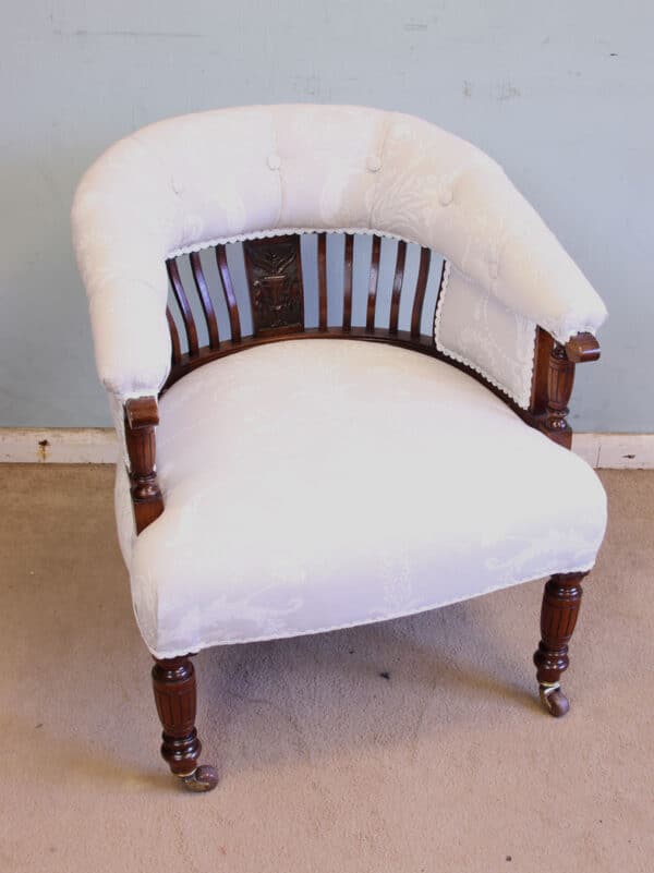 Antique Late Victorian Walnut Tub Chair Antique Antique Chairs 12