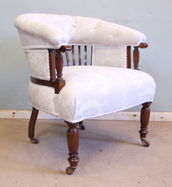 Antique Late Victorian Walnut Tub Chair Antique Antique Chairs 4