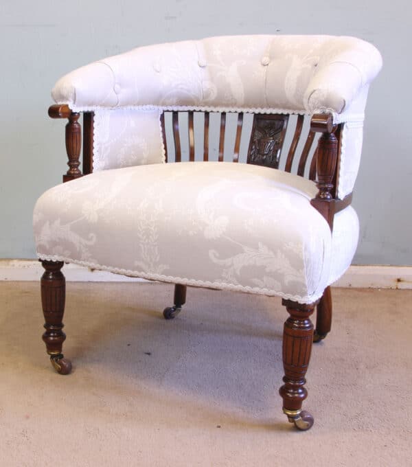 Antique Late Victorian Walnut Tub Chair Antique Antique Chairs 5