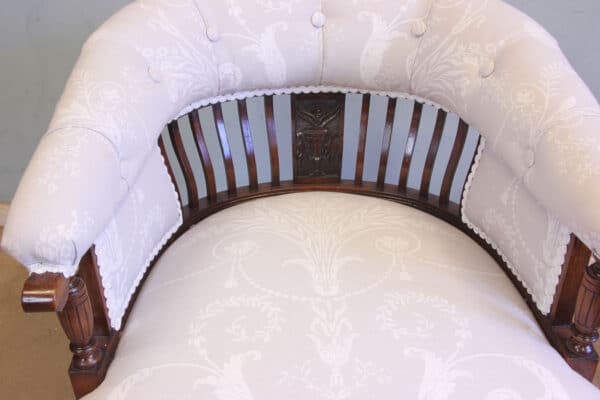 Antique Late Victorian Walnut Tub Chair - Image 6