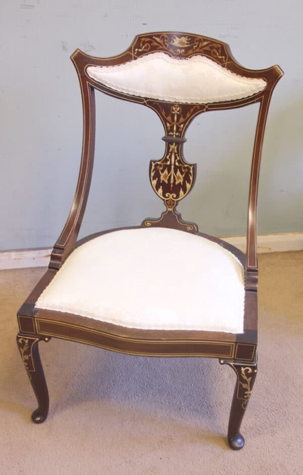 Antique Inlaid Mahogany Occasional Chair - Image 3