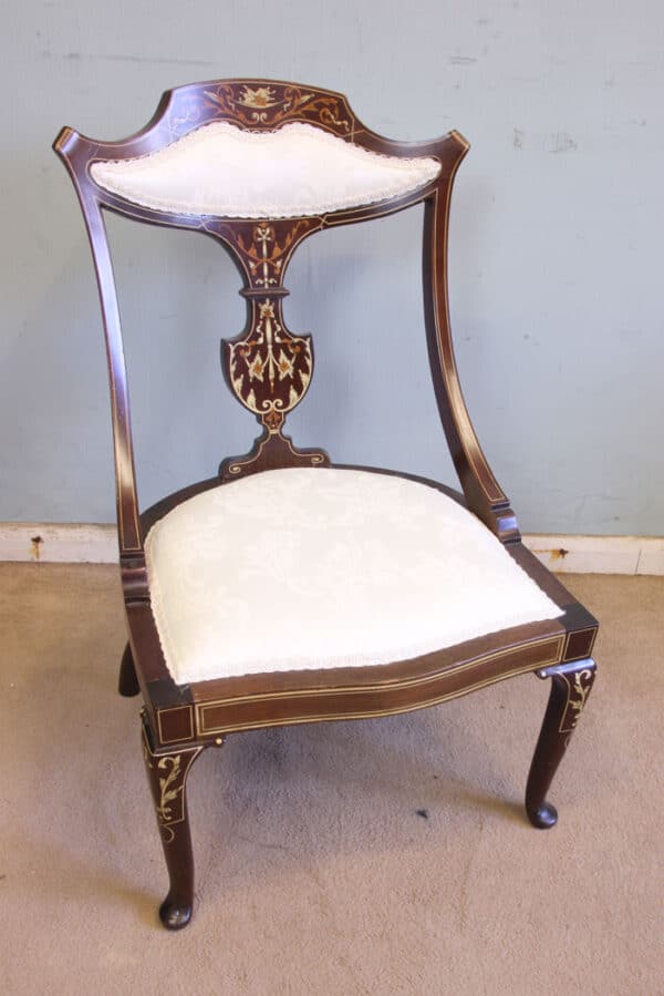 Antique Inlaid Mahogany Occasional Chair - Image 4