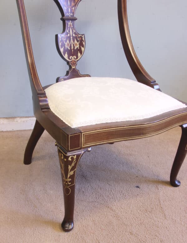 Antique Inlaid Mahogany Occasional Chair - Image 6