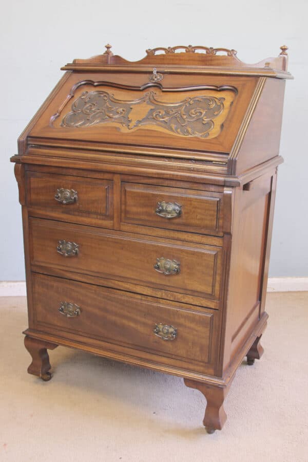 Antique Mahogany Small Bureau Writing Desk - Image 6