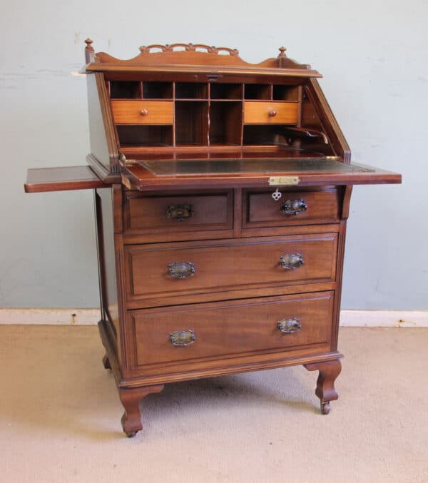Antique Mahogany Small Bureau Writing Desk - Image 9