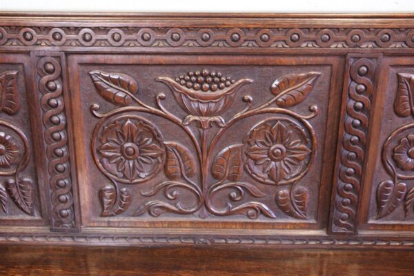 Antique Victorian Carved Oak Settle Hall Bench bench Antique Chairs 15