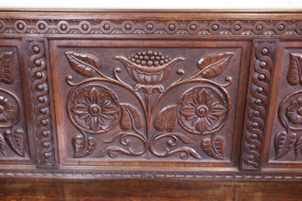 Antique Victorian Carved Oak Settle Hall Bench - Image 13