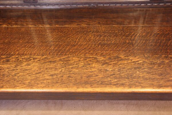 Antique Victorian Carved Oak Settle Hall Bench - Image 9