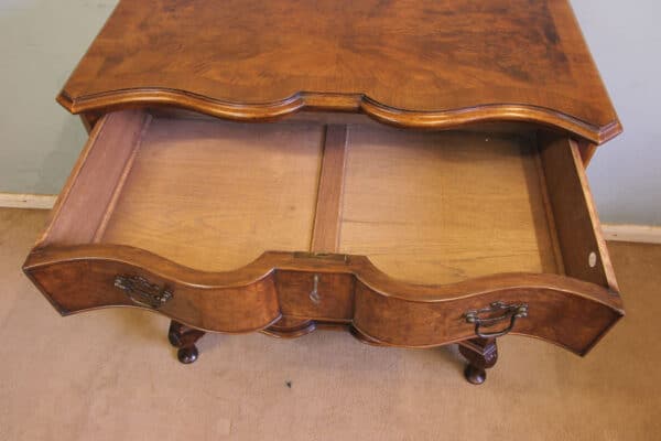 Antique Burr Walnut Serpentine Front Chest of Drawers - Image 6