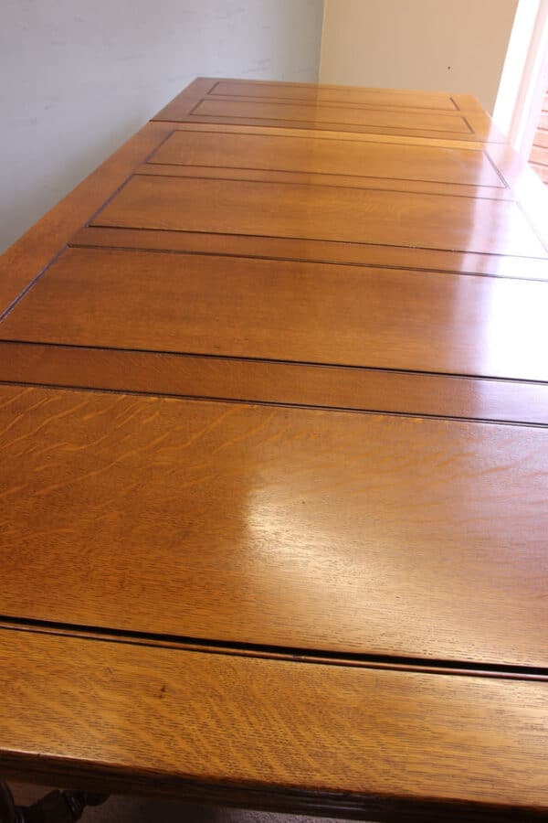 Antique Oak Large Draw Leaf Extending Dining Table - Image 10