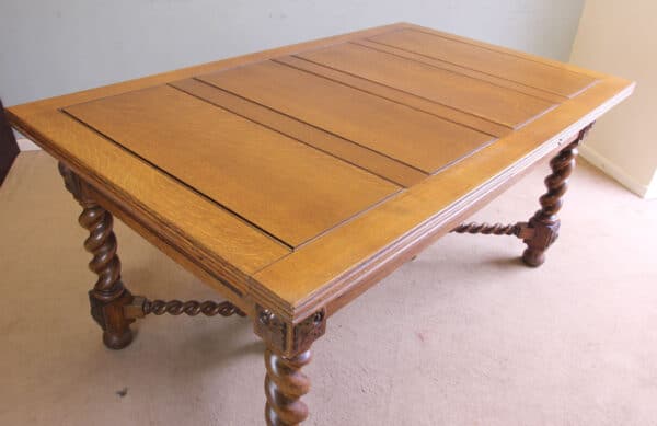 Antique Oak Large Draw Leaf Extending Dining Table - Image 13